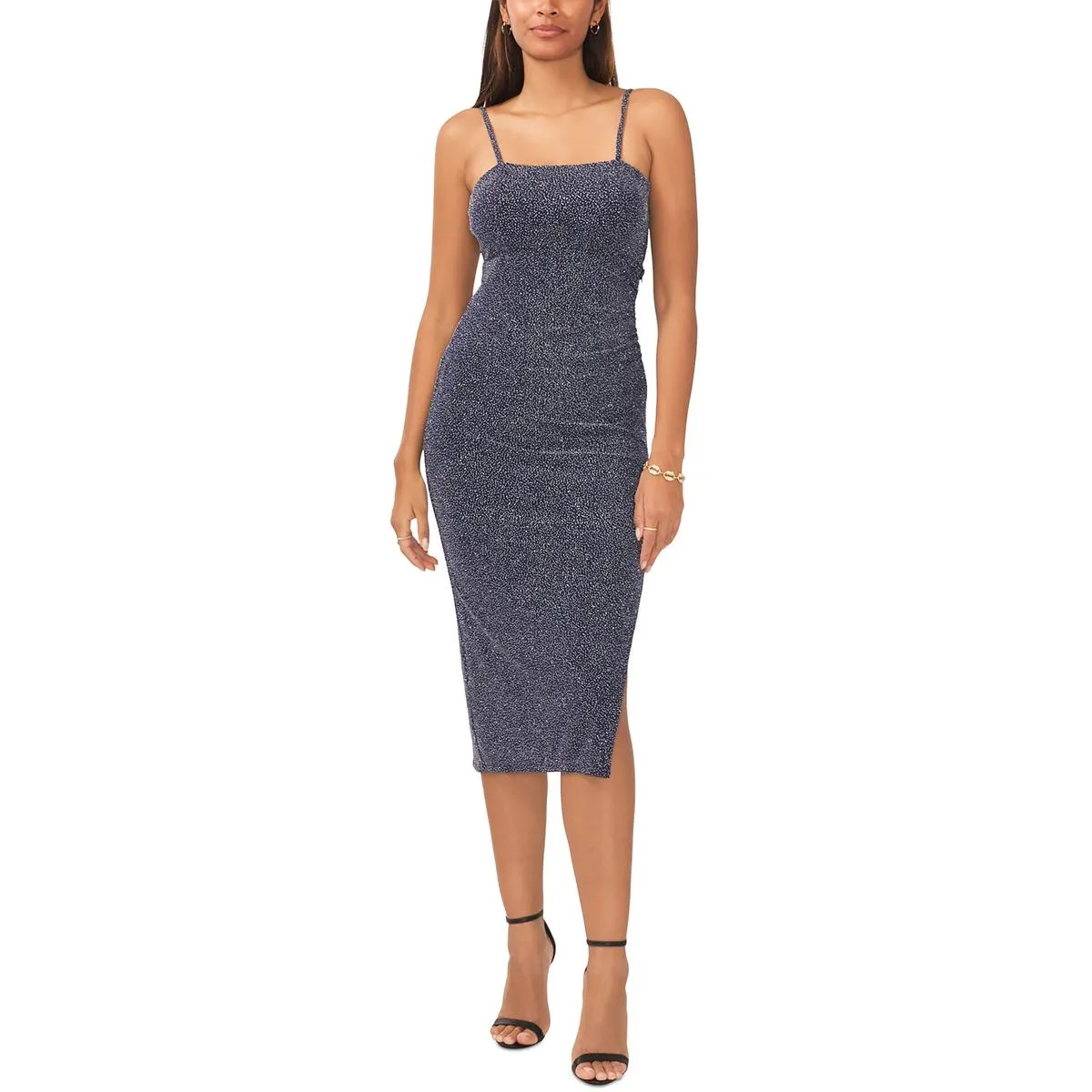 1.State Womens Glitter Ruched Sheath Dress