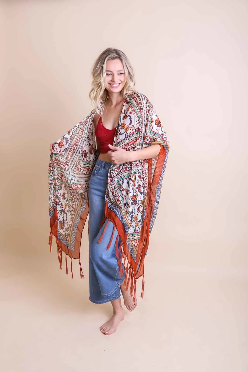 ALEXANDRA TASSELED LIGHTWEIGHT KIMONO