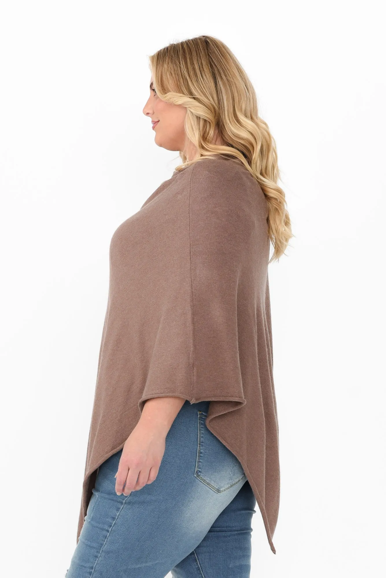 Amy Chocolate Wool Blend Poncho