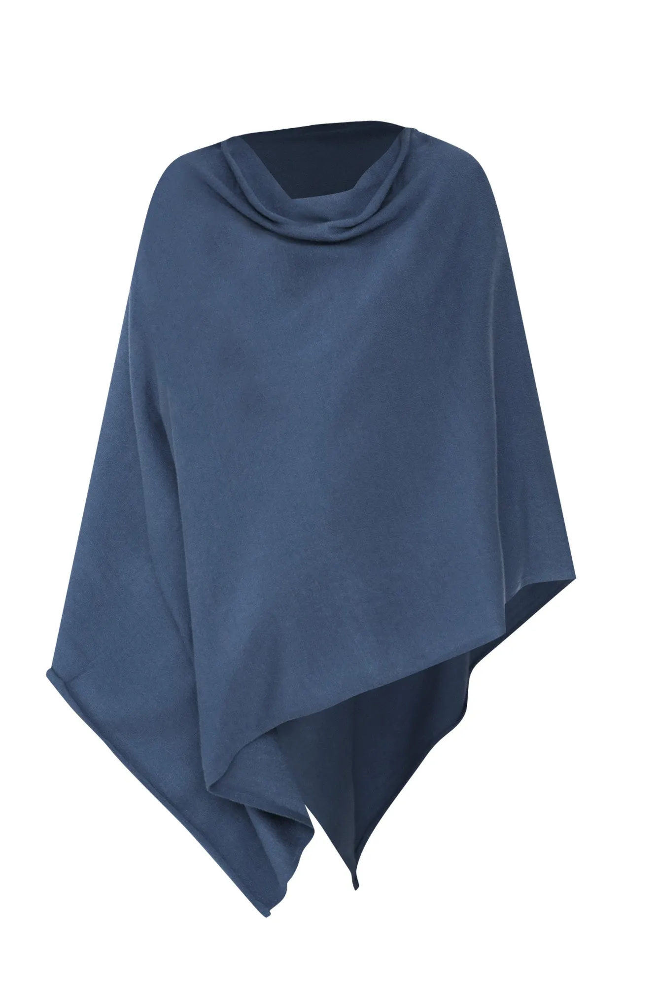 Amy Sea Blue Wool Blend Poncho