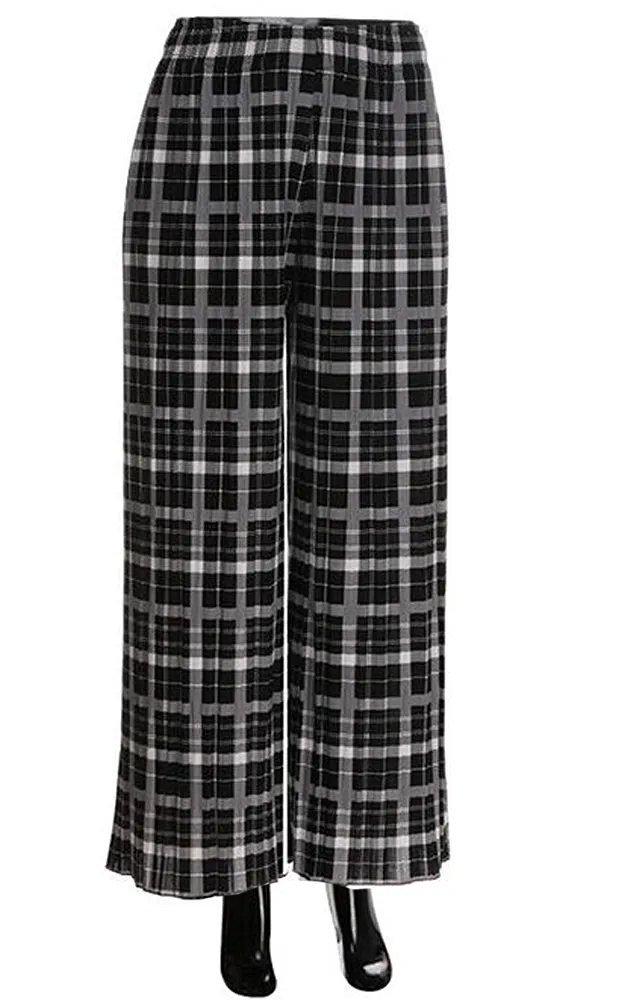 AO1192 Grey Plaid Culotte Palazzo Pants