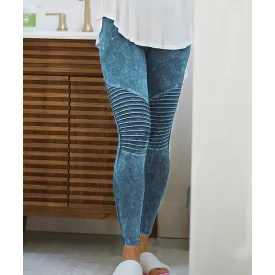 Aqua Mineral Washed Moto Leggings