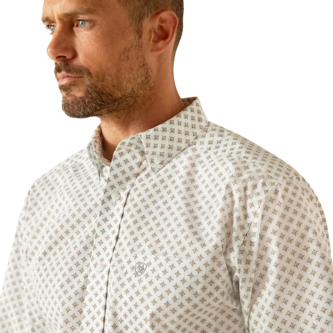 Ariat Men's Fitted White Print Shirt