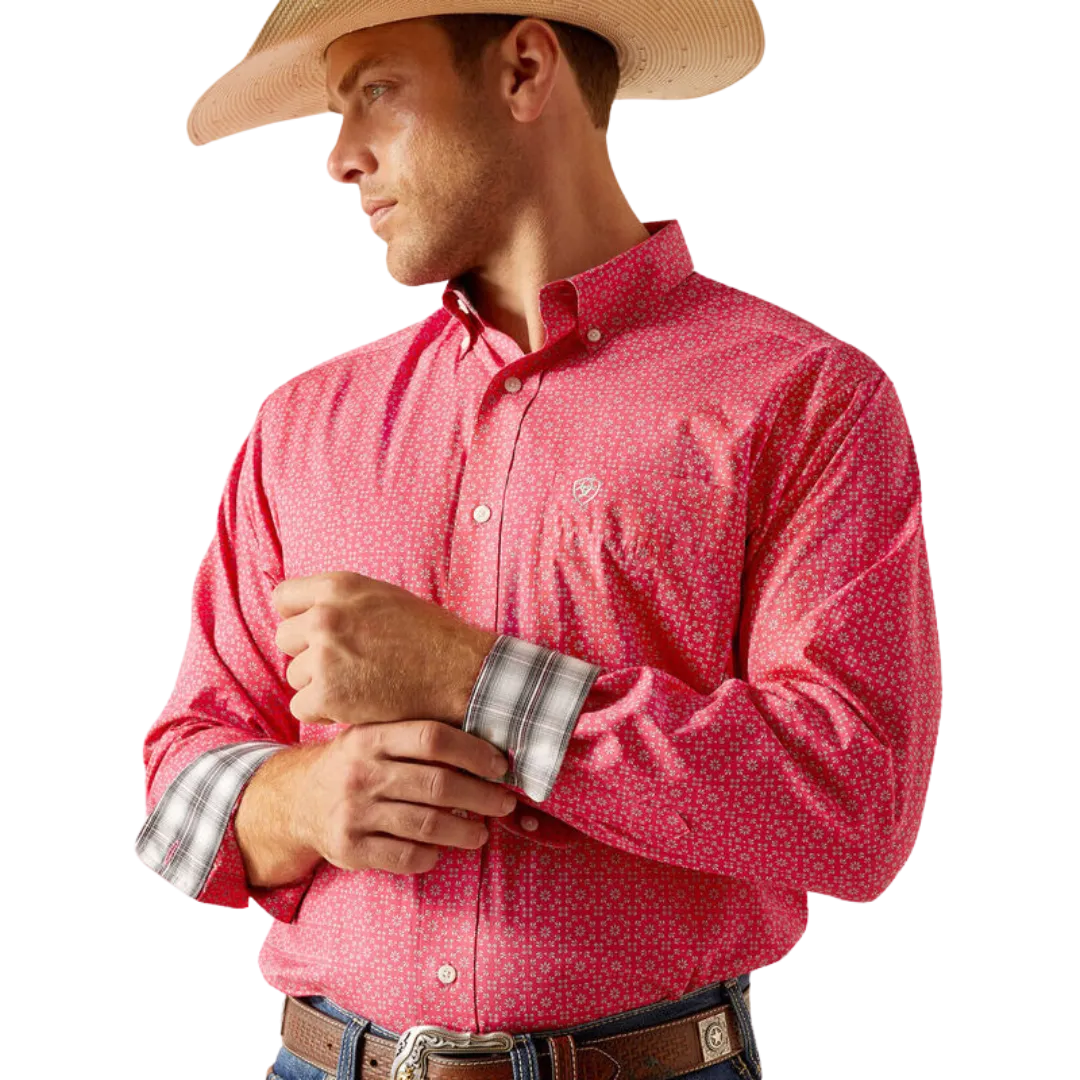 Ariat Men's Wrinkle Free Brennan Classic Fit Pink Shirt