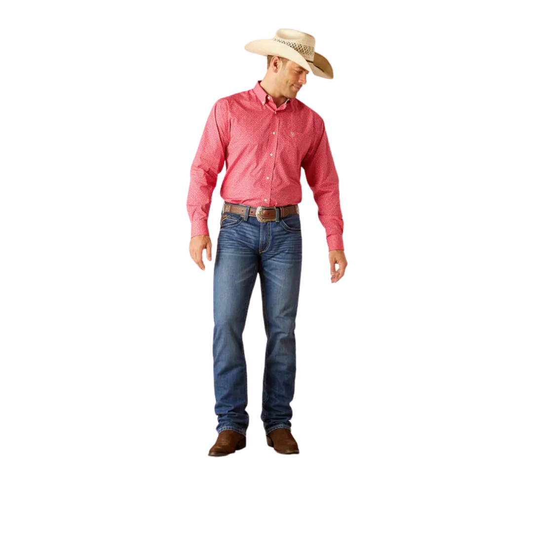 Ariat Men's Wrinkle Free Brennan Classic Fit Pink Shirt