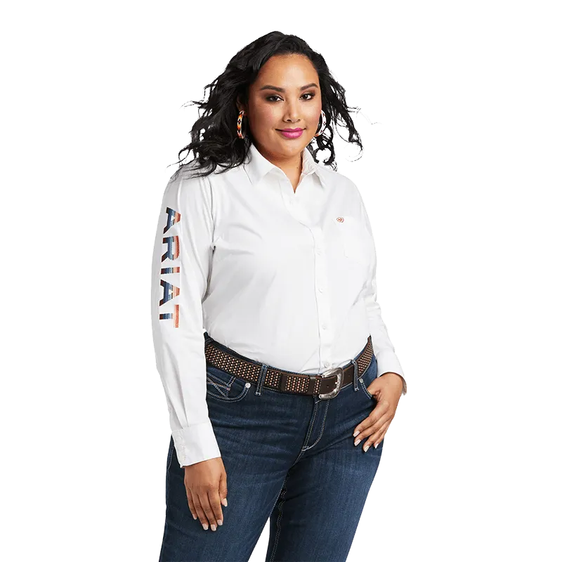 Ariat Women's Team Kirby Long Sleeve Stretch White Shirt