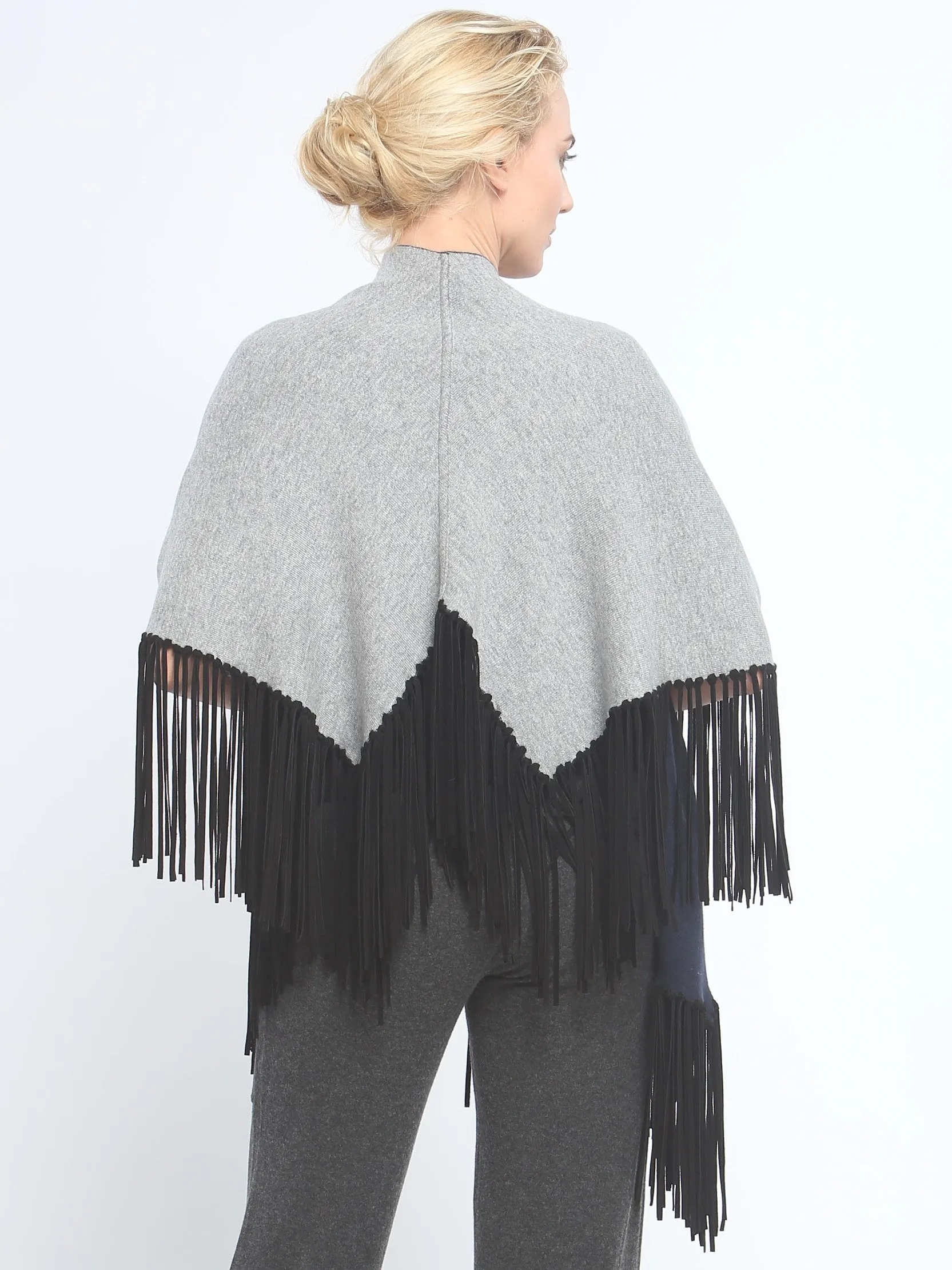 Asymmetrical Reversible Fringed Wrap