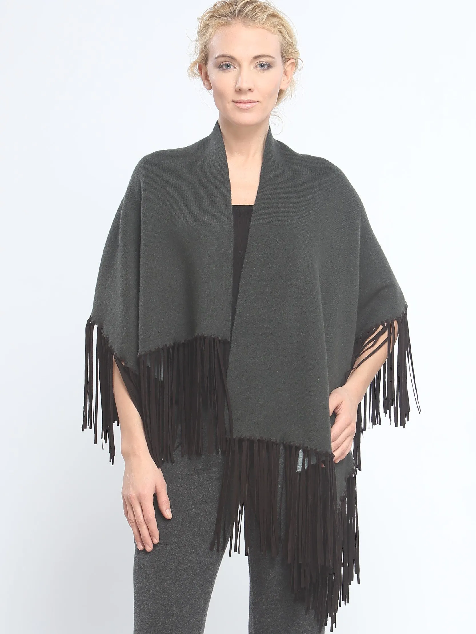 Asymmetrical Reversible Fringed Wrap