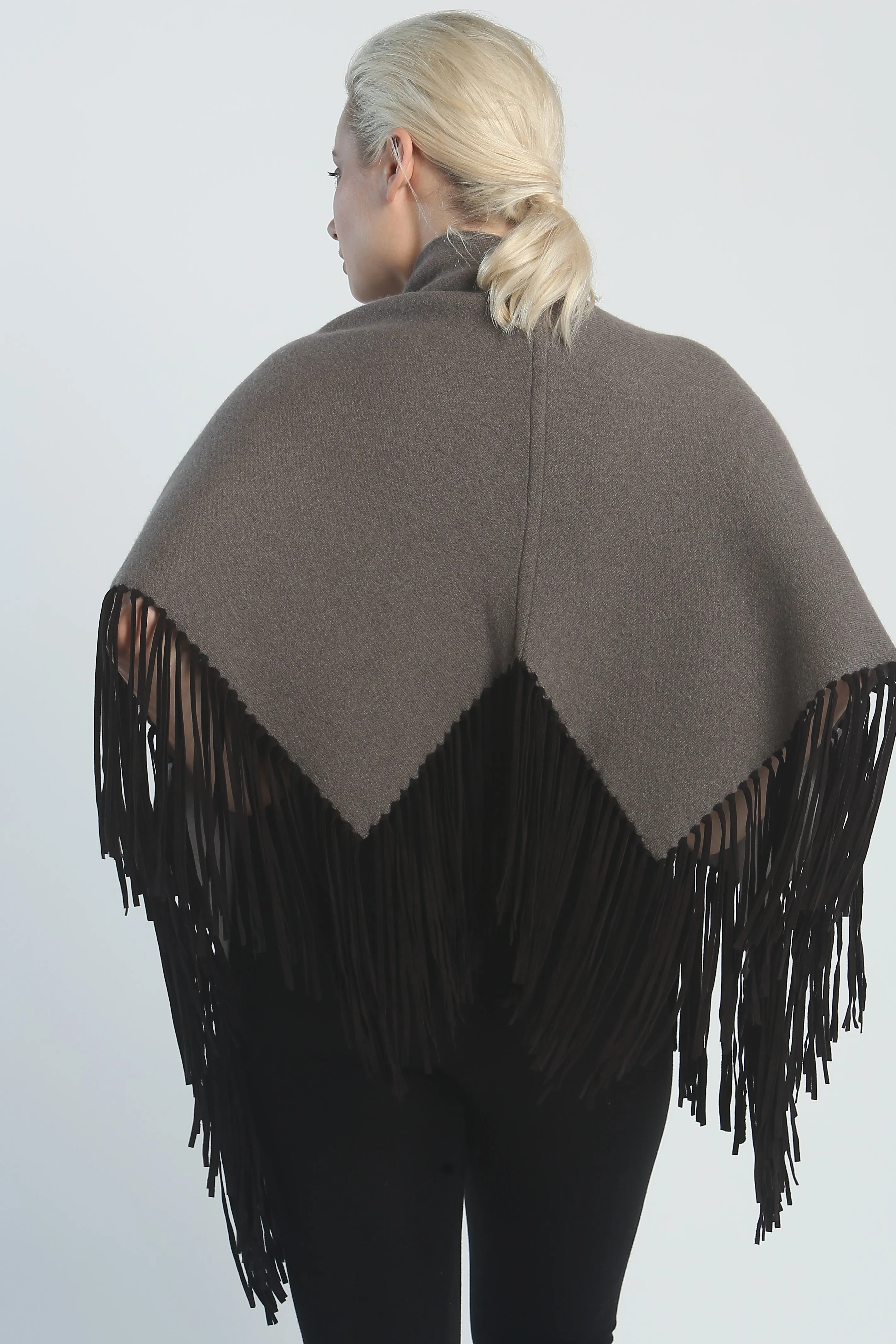 Asymmetrical Reversible Fringed Wrap