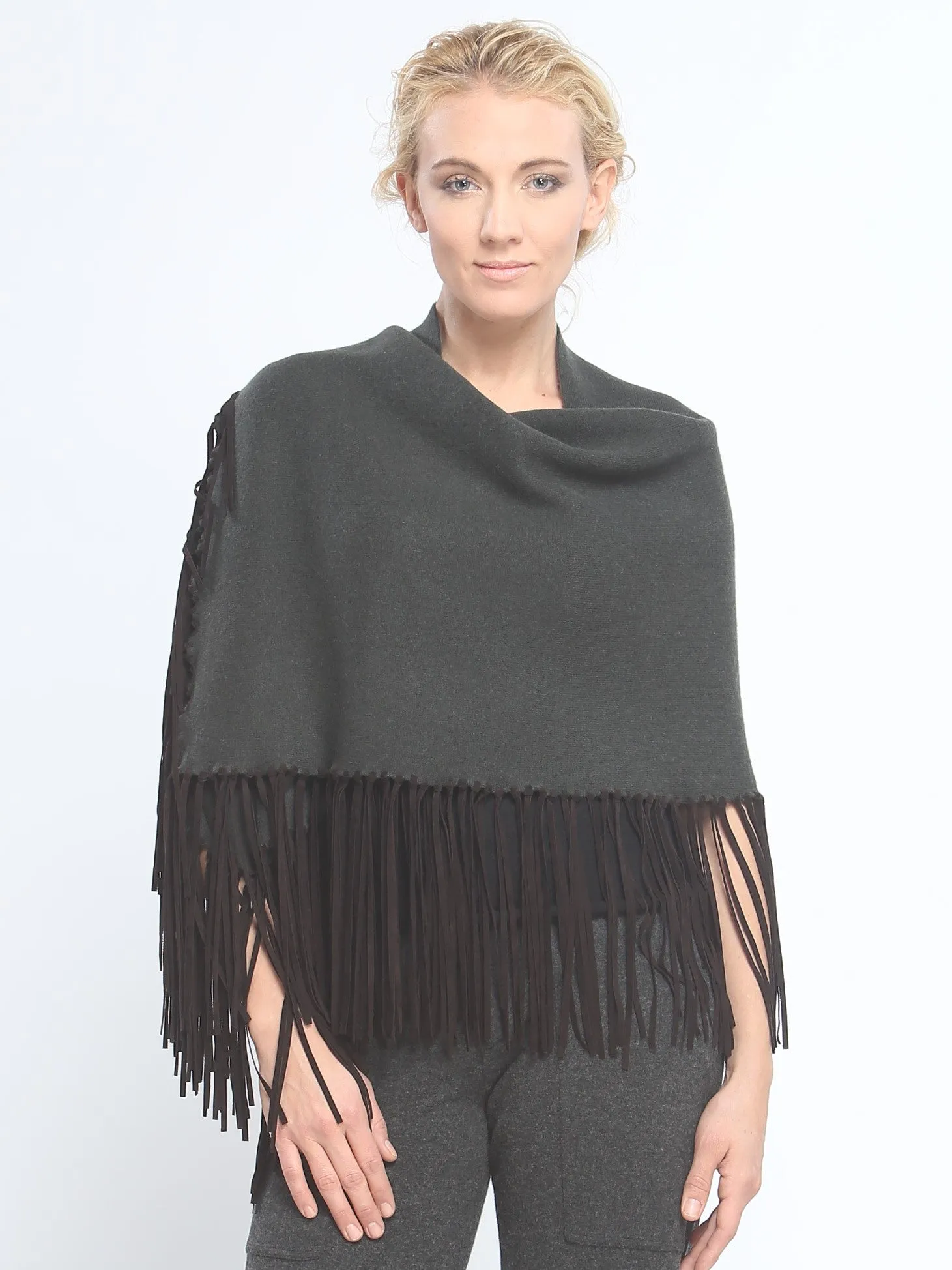 Asymmetrical Reversible Fringed Wrap