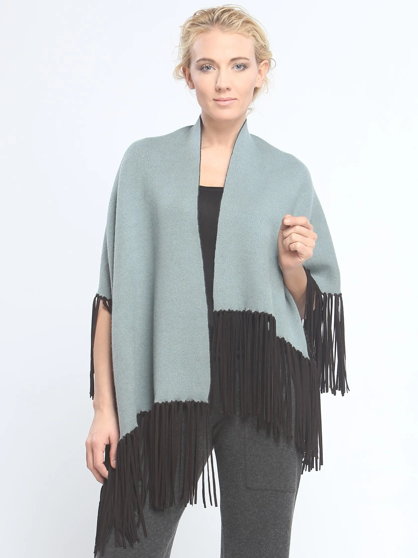 Asymmetrical Reversible Fringed Wrap