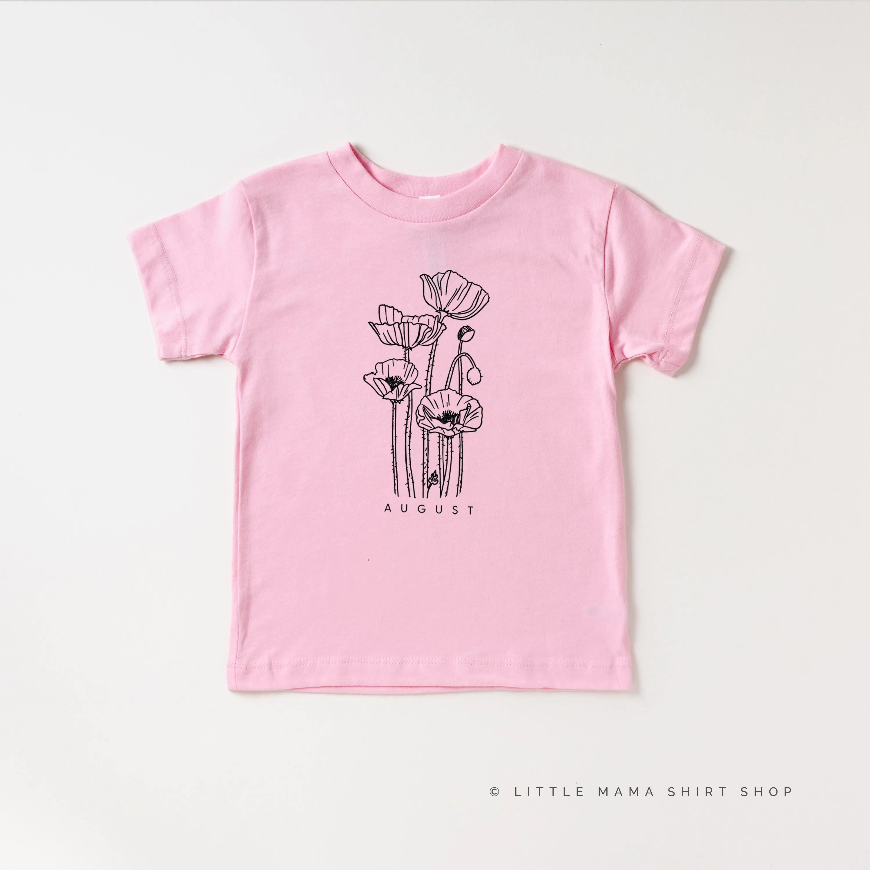 AUGUST BIRTH FLOWER - Poppy - Short Sleeve Child Shirt