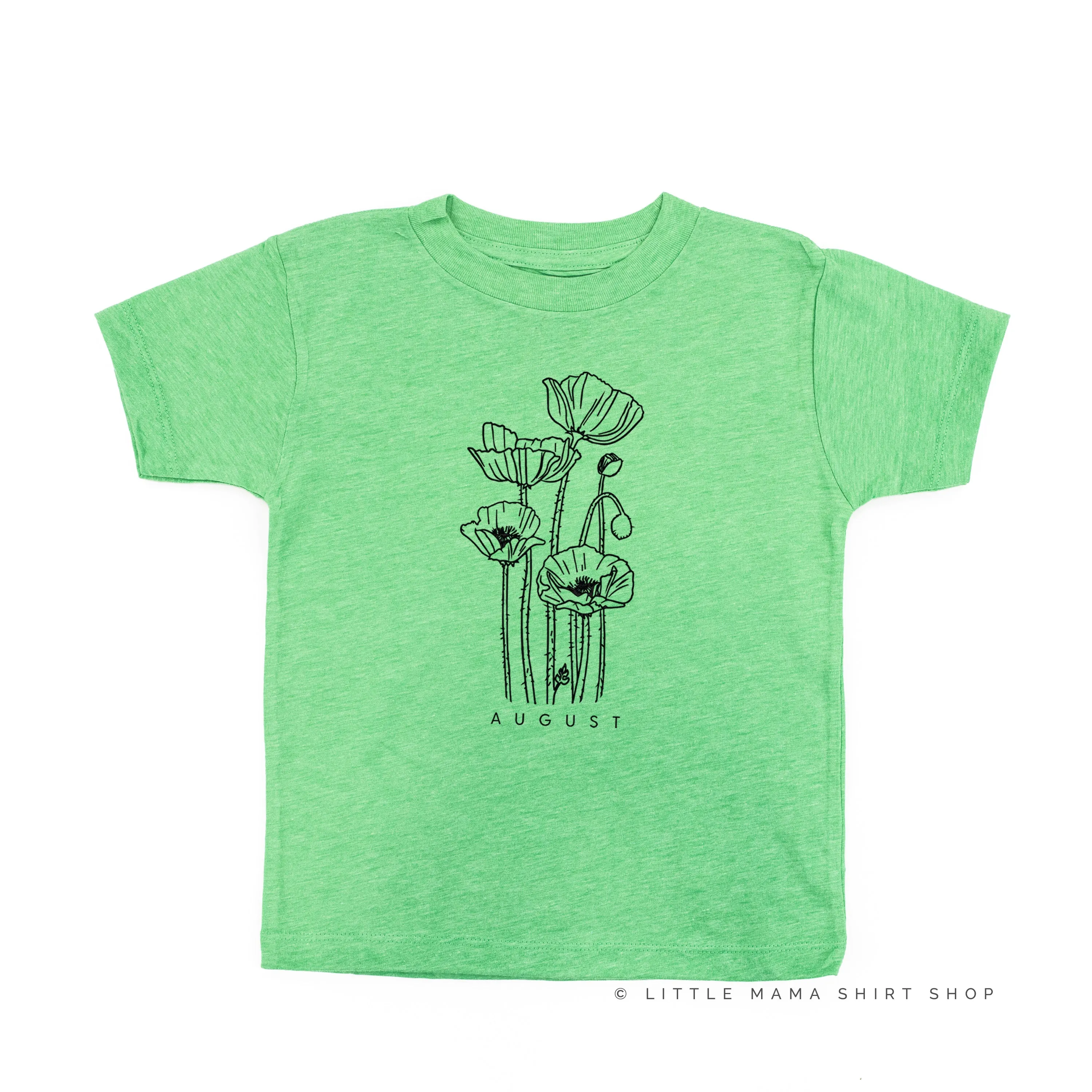 AUGUST BIRTH FLOWER - Poppy - Short Sleeve Child Shirt