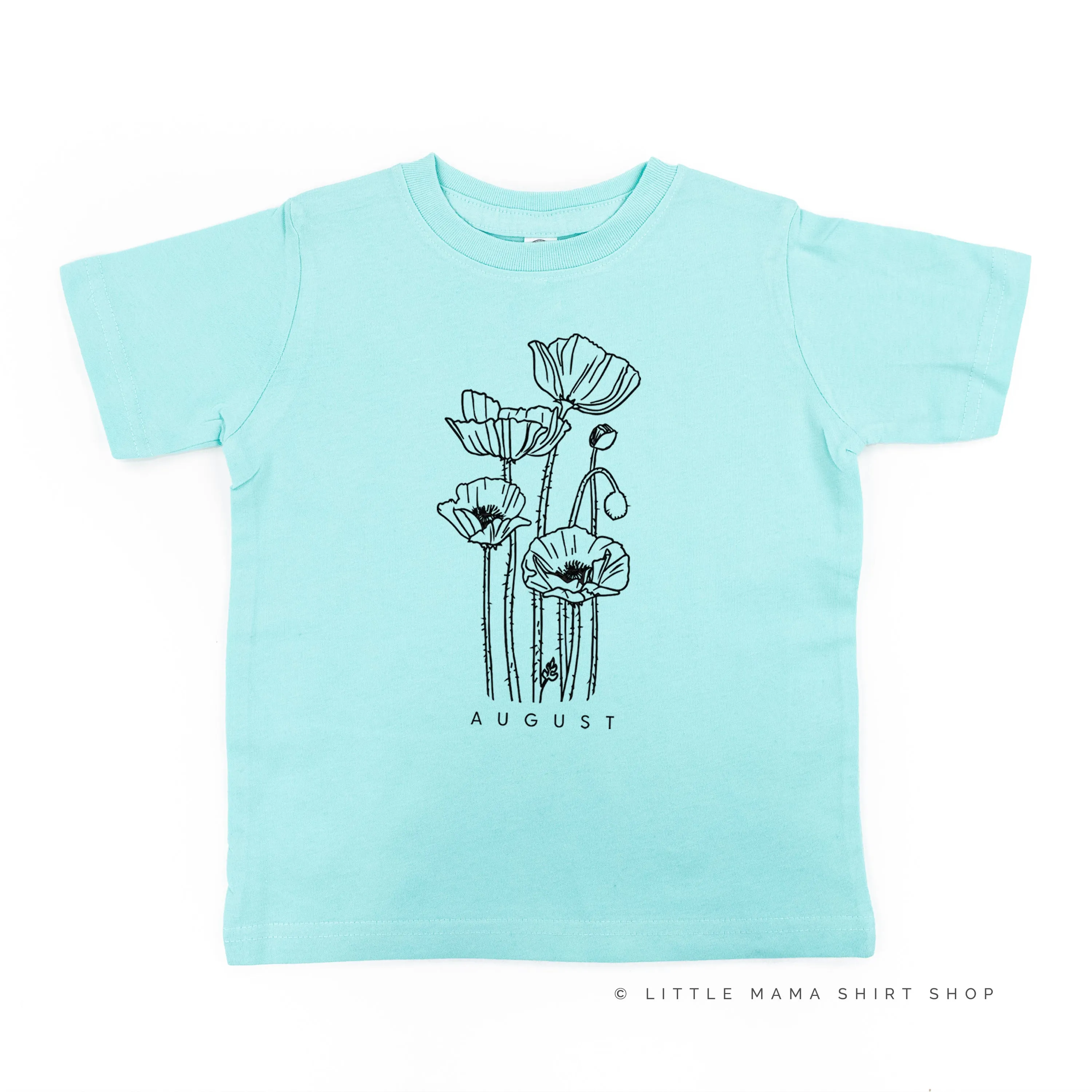 AUGUST BIRTH FLOWER - Poppy - Short Sleeve Child Shirt