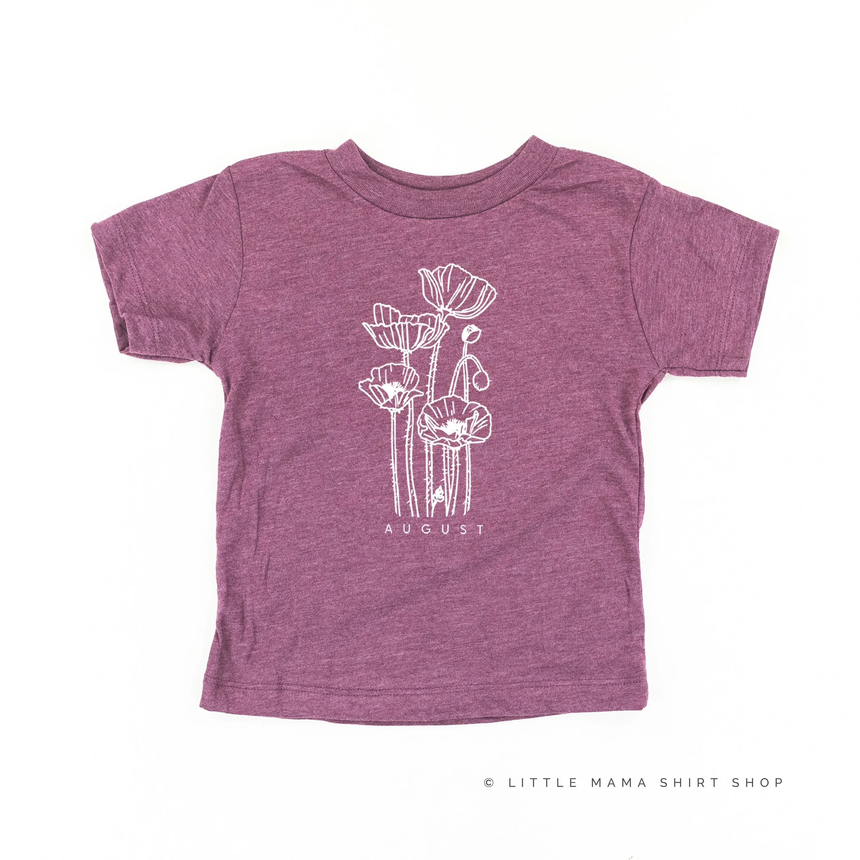 AUGUST BIRTH FLOWER - Poppy - Short Sleeve Child Shirt