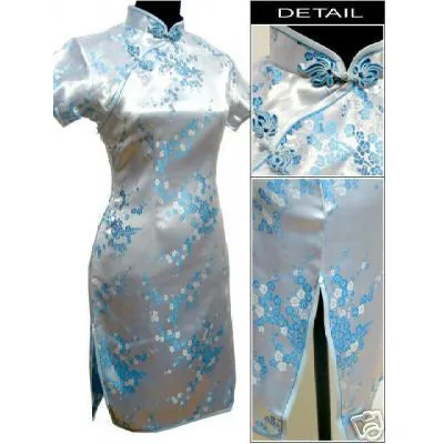 Black Traditional Chinese Dress Mujer Vestido Women's Satin Qipao Mini Cheongsam Flower Size S M L XL XXL XXXL 4XL 5XL 6XL J4039