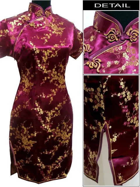 Black Traditional Chinese Dress Mujer Vestido Women's Satin Qipao Mini Cheongsam Flower Size S M L XL XXL XXXL 4XL 5XL 6XL J4039