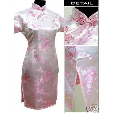 Black Traditional Chinese Dress Mujer Vestido Women's Satin Qipao Mini Cheongsam Flower Size S M L XL XXL XXXL 4XL 5XL 6XL J4039