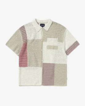 Block Crochet Knit S/S Shirt Ivory