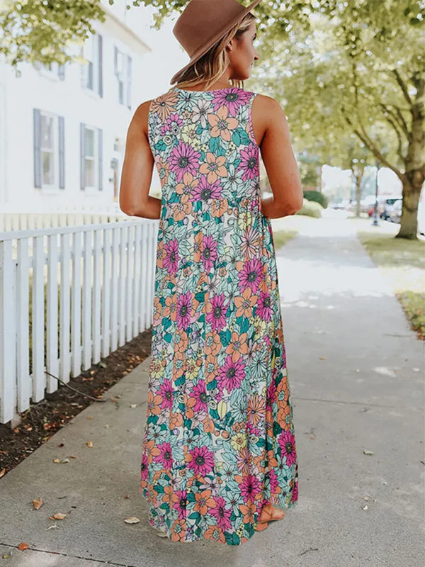 Blossom Bliss: Sleeveless Floral Maxi Dress