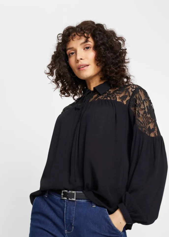 Bodyflirt lace blouse, black