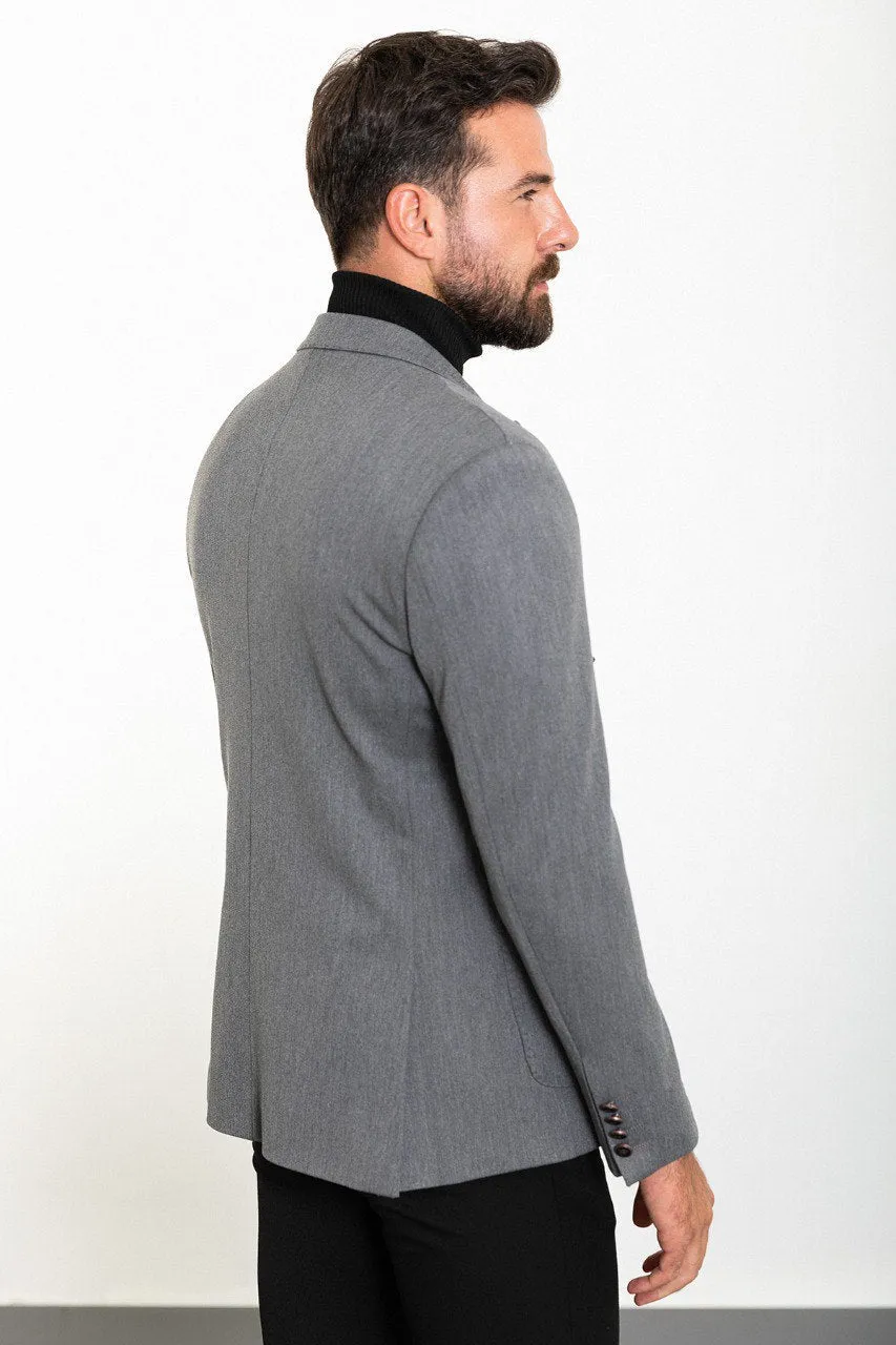 Bojoni Torretta Slim Fit Double Breasted Grey Blazer