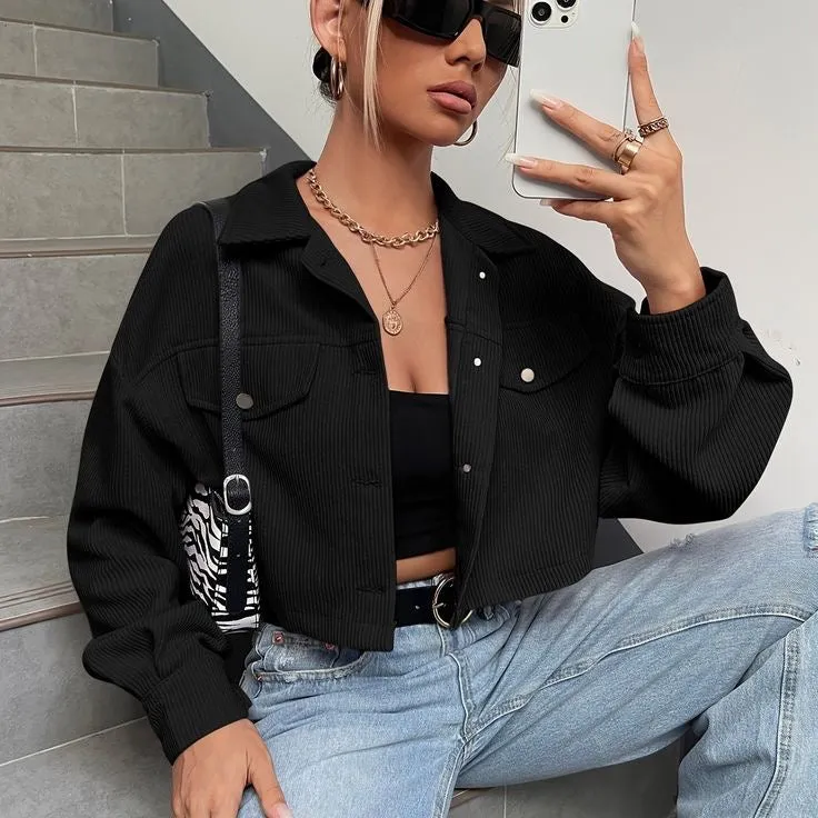 BOOHOO BAGGY  CROPPED CORDUROY JACKET