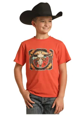 Boy's Rock & Roll Dale Pow Pow Orange Graphic Tee