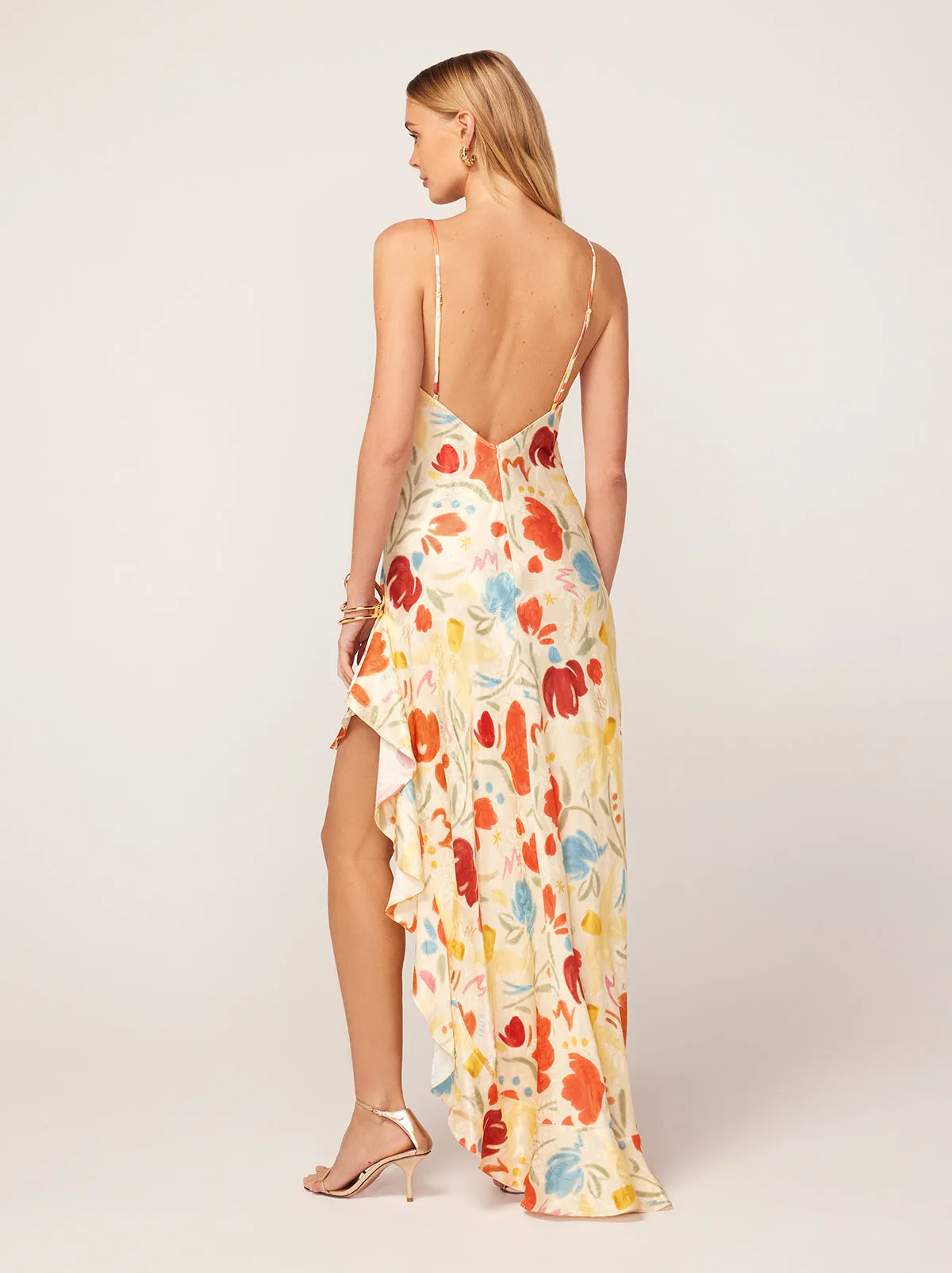 Brigitte Pastel Floral Jacquard Maxi Dress