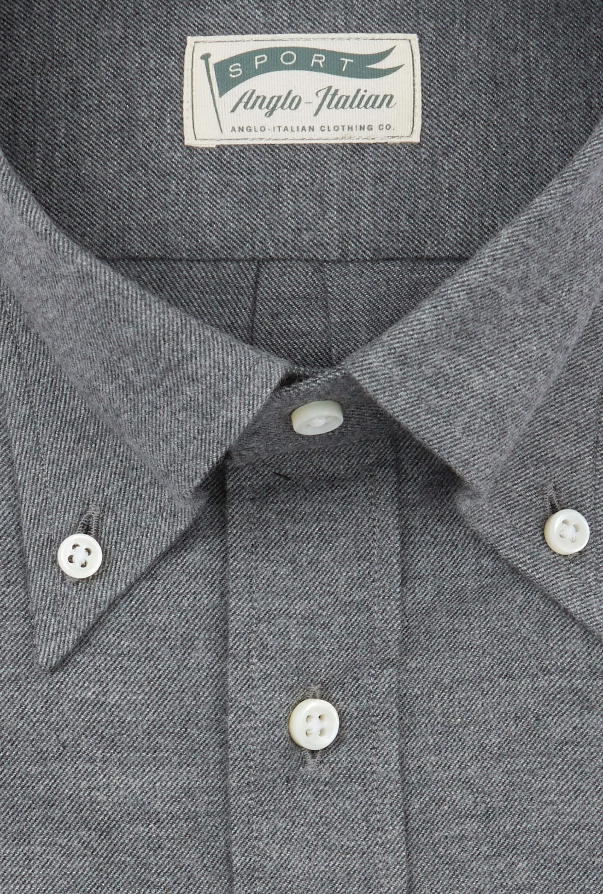 Button Down Sport Shirt Brushed Cotton Grey