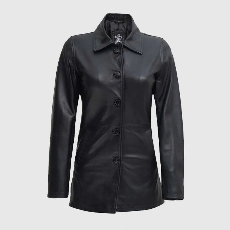 Buy Best Seller Winchester Black Women Leather Car Coat