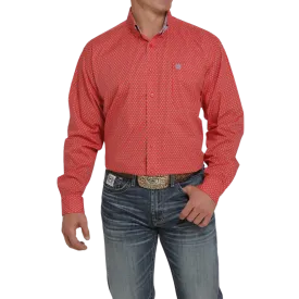 Cinch Men's Button Down Printed Red Shirt