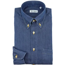 Denim Button Down Shirt - Mid Blue - Regular Fit