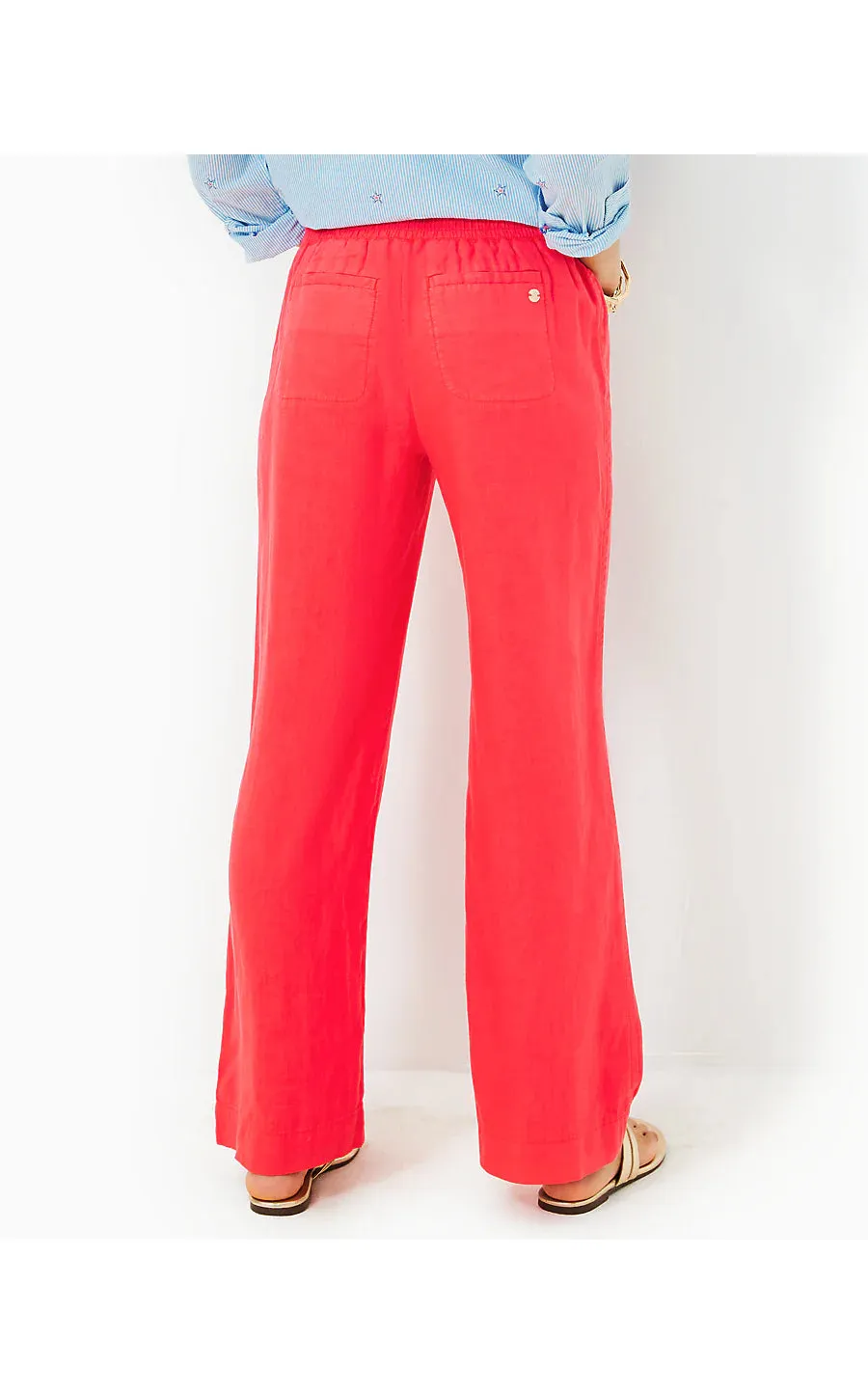 Deri Linen Palazzo Pant - Mizner Red