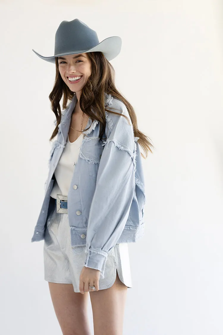 Distressed Dusty Blue Denim Jacket