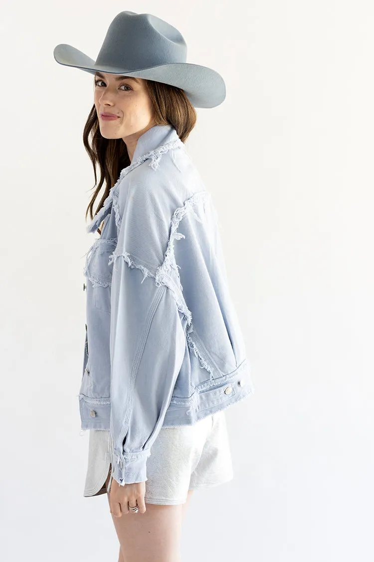 Distressed Dusty Blue Denim Jacket