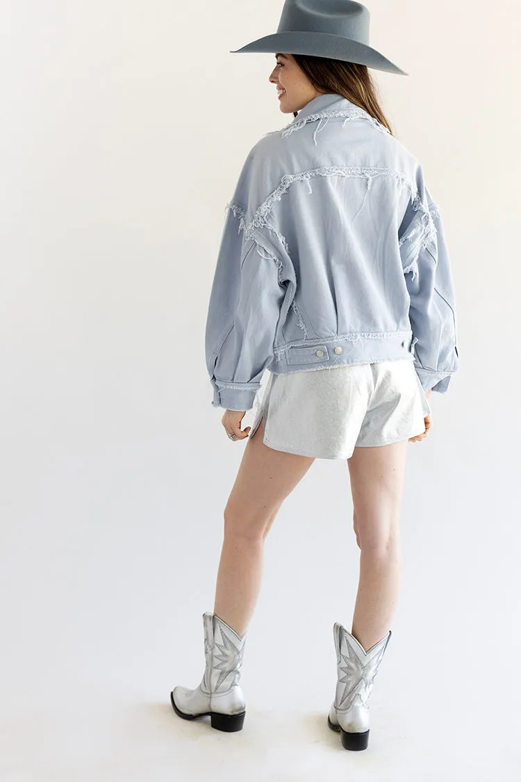 Distressed Dusty Blue Denim Jacket