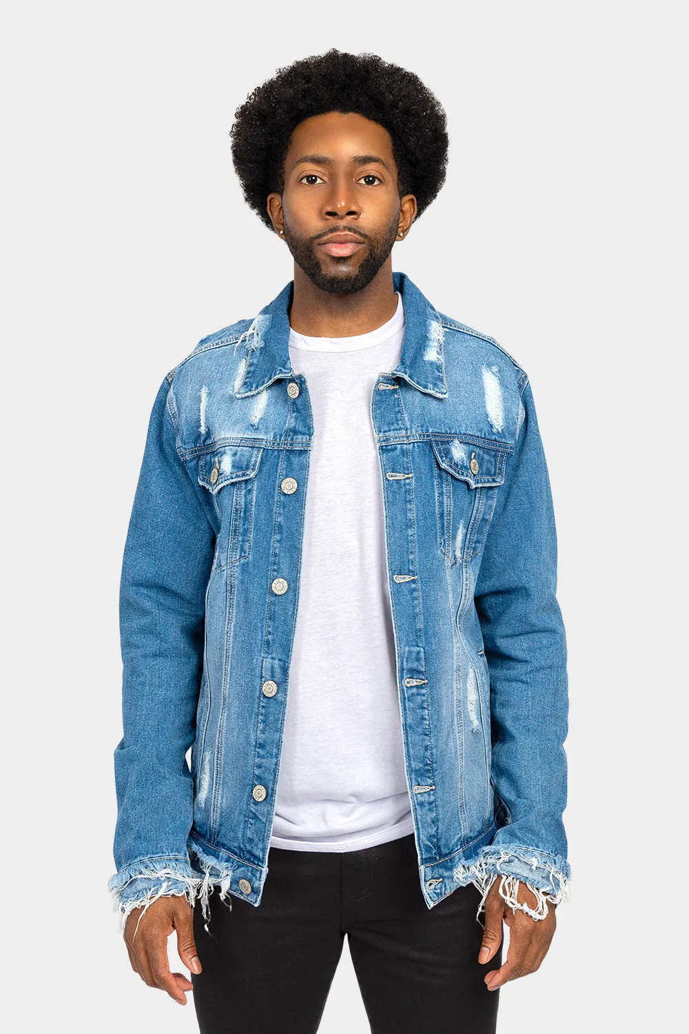 Distressed Just Ride Denim Jacket