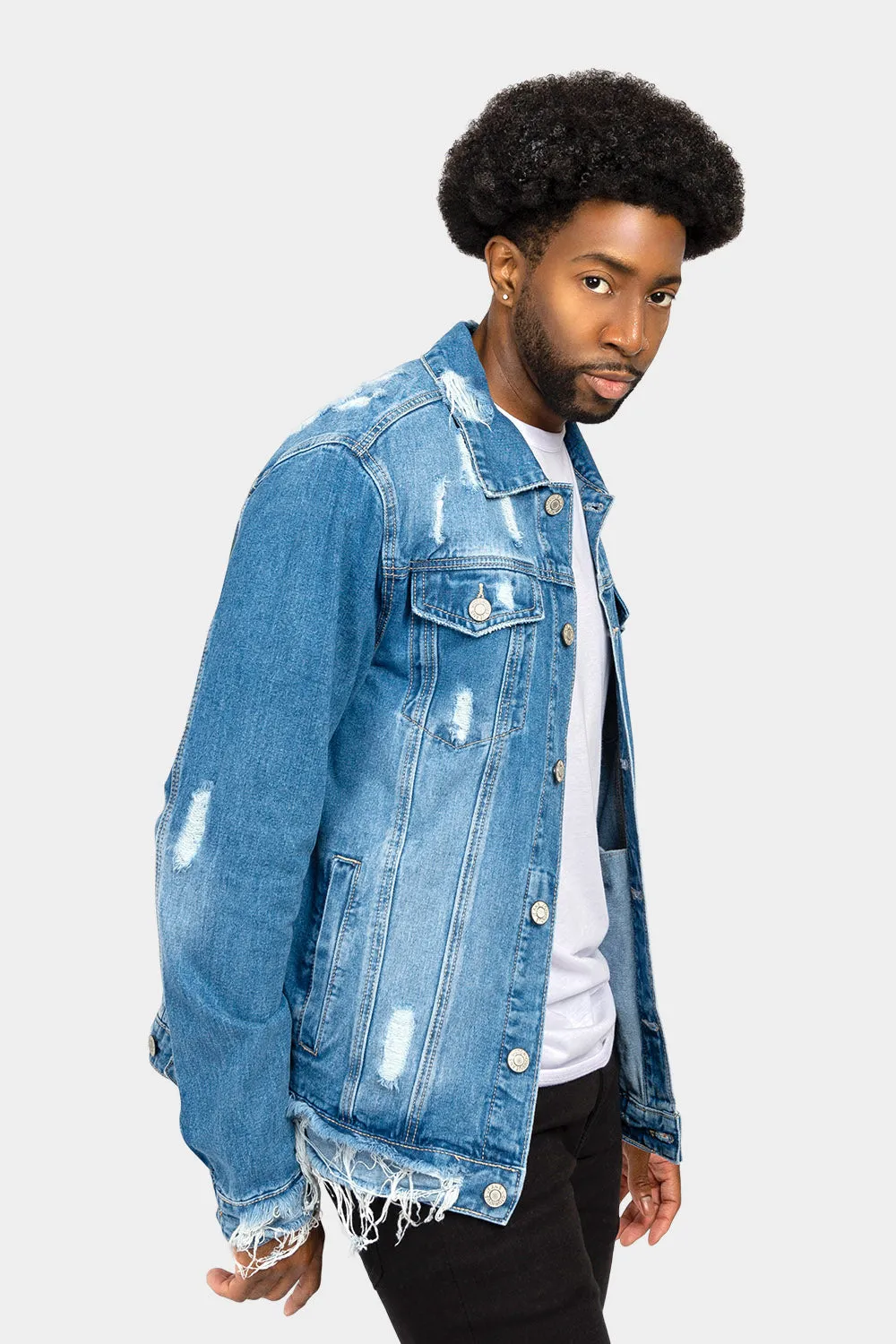 Distressed Just Ride Denim Jacket