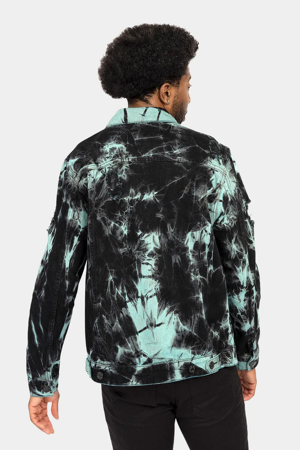 Distressed Tie Dye Denim Jacket