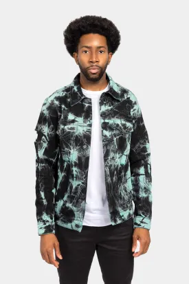 Distressed Tie Dye Denim Jacket