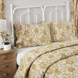 Dorset Gold Floral Ruffled Standard Pillow Case Set of 2 21x26 4