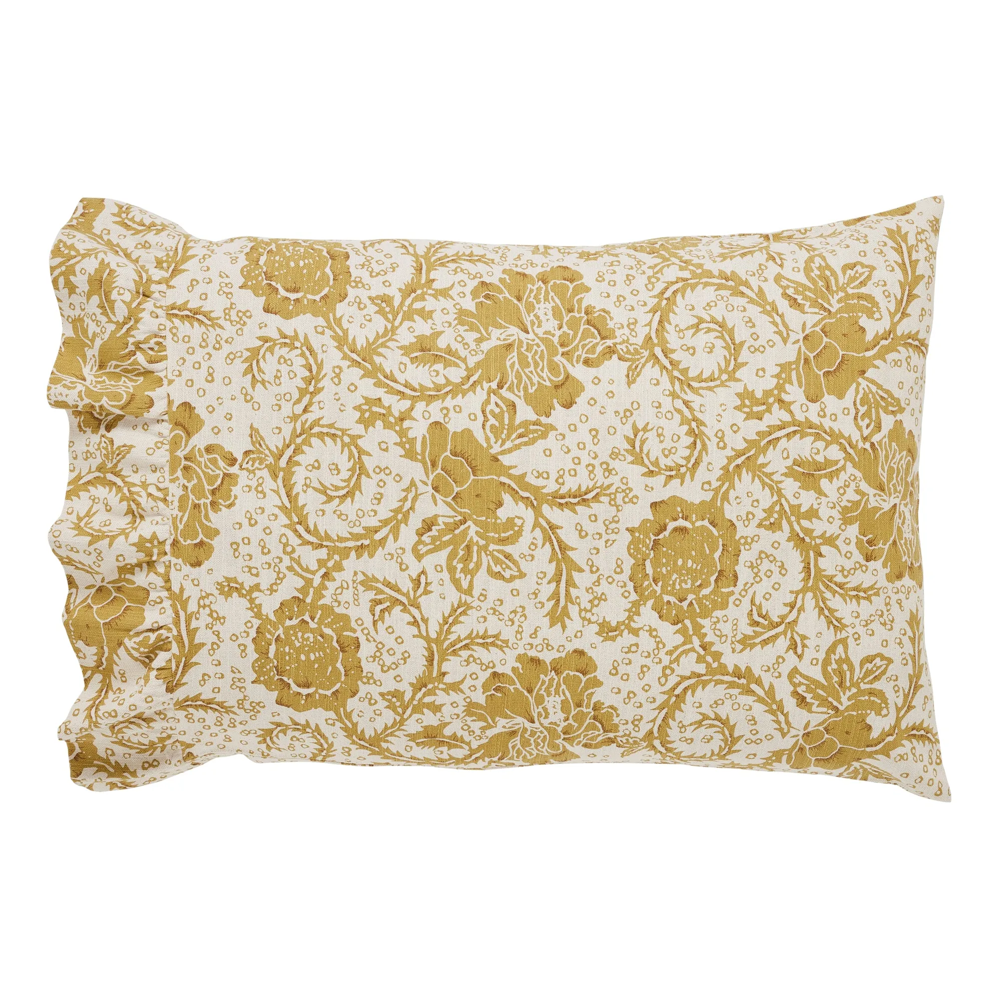 Dorset Gold Floral Ruffled Standard Pillow Case Set of 2 21x26 4