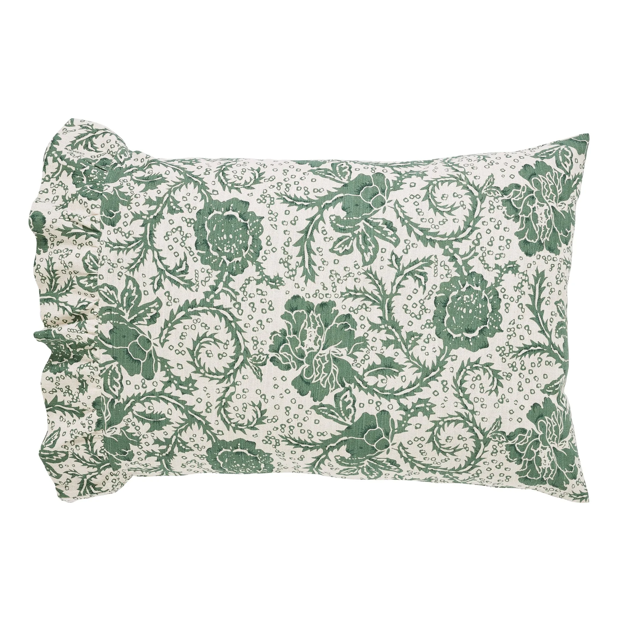 Dorset Green Floral Ruffled Standard Pillow Case Set of 2 21x26 4