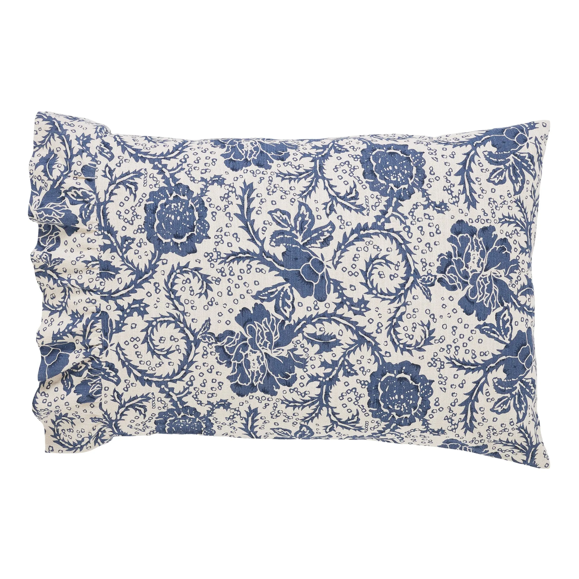 Dorset Navy Floral Ruffled Standard Pillow Case Set of 2 21x26 4