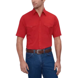 Ely Walker Men´s Red Short Sleeve Solid Western Shirt