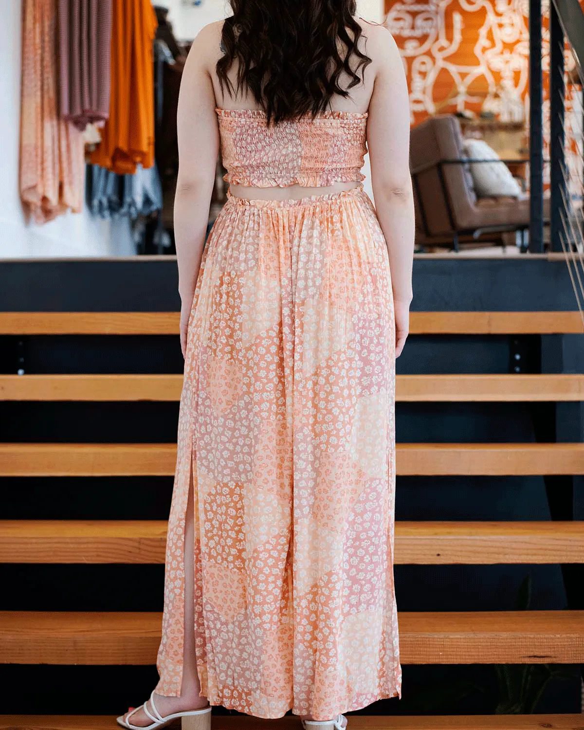 Floral Halter Strap Smocked Maxi Dress