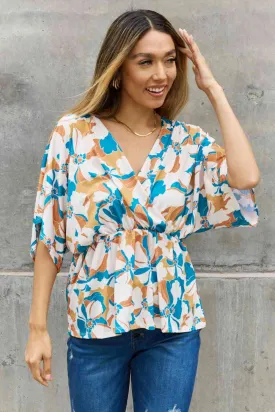 Floral Print Wrap Tunic Top