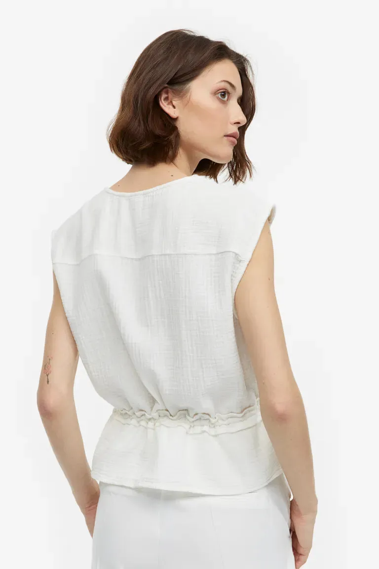 H&M crinkled cotton blouse, white