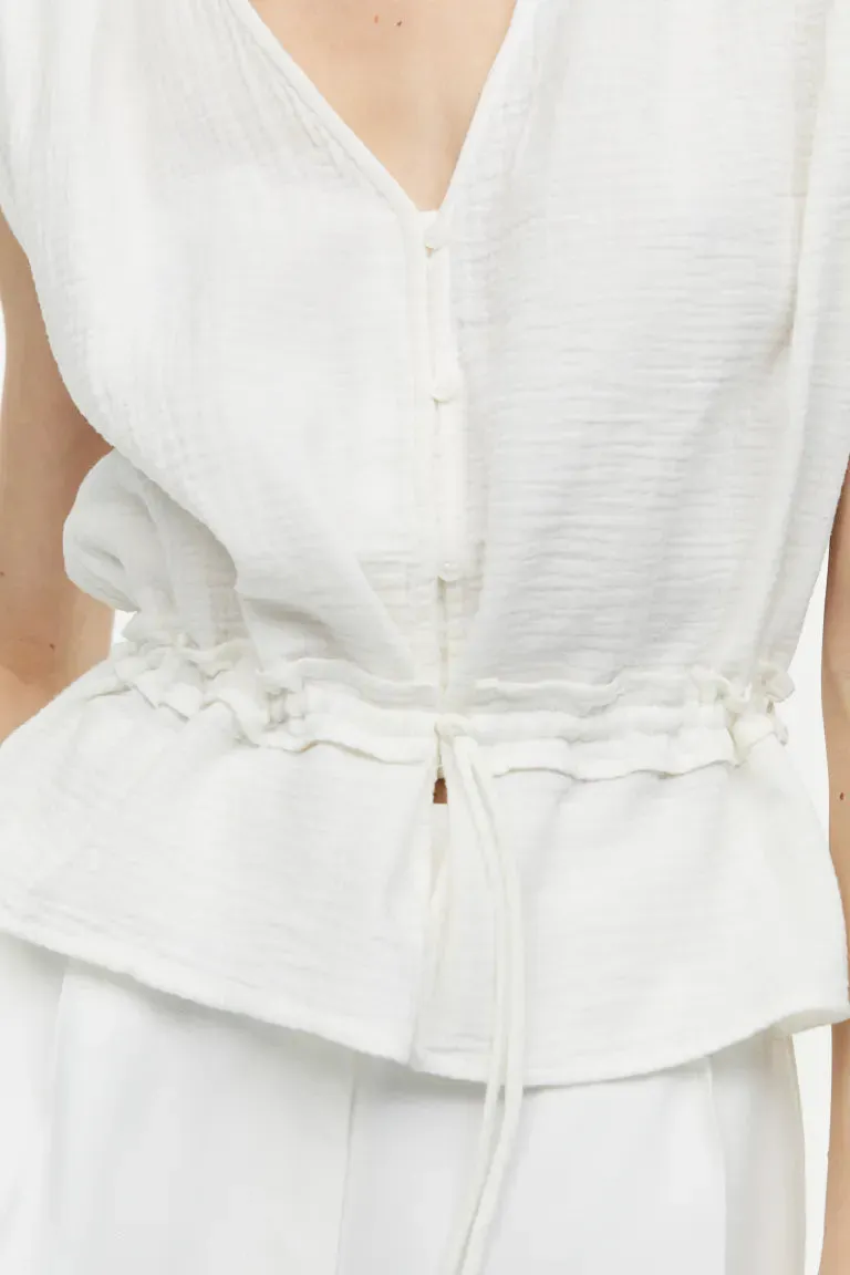 H&M crinkled cotton blouse, white